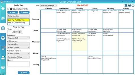 schedule for circuit overseer visit.